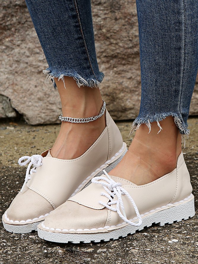Vintage Contrast Panel Lace-Up Shoes