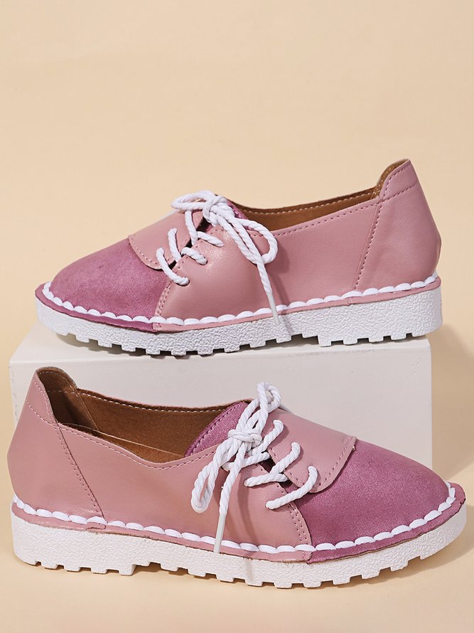 Vintage Contrast Panel Lace-Up Shoes