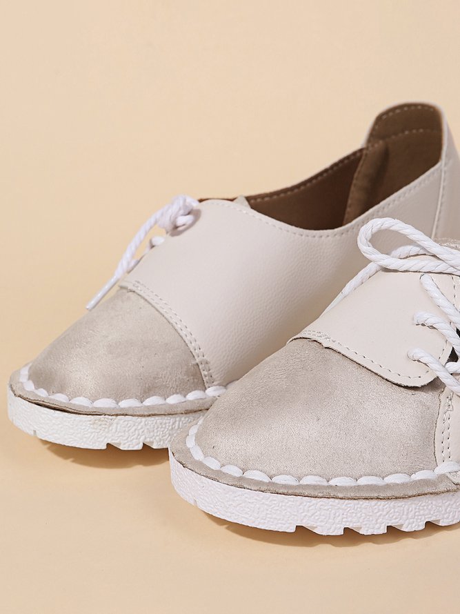 Vintage Contrast Panel Lace-Up Shoes