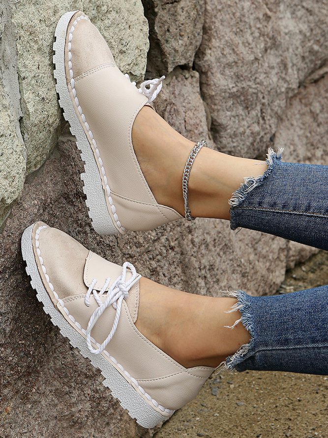 Vintage Contrast Panel Lace-Up Shoes
