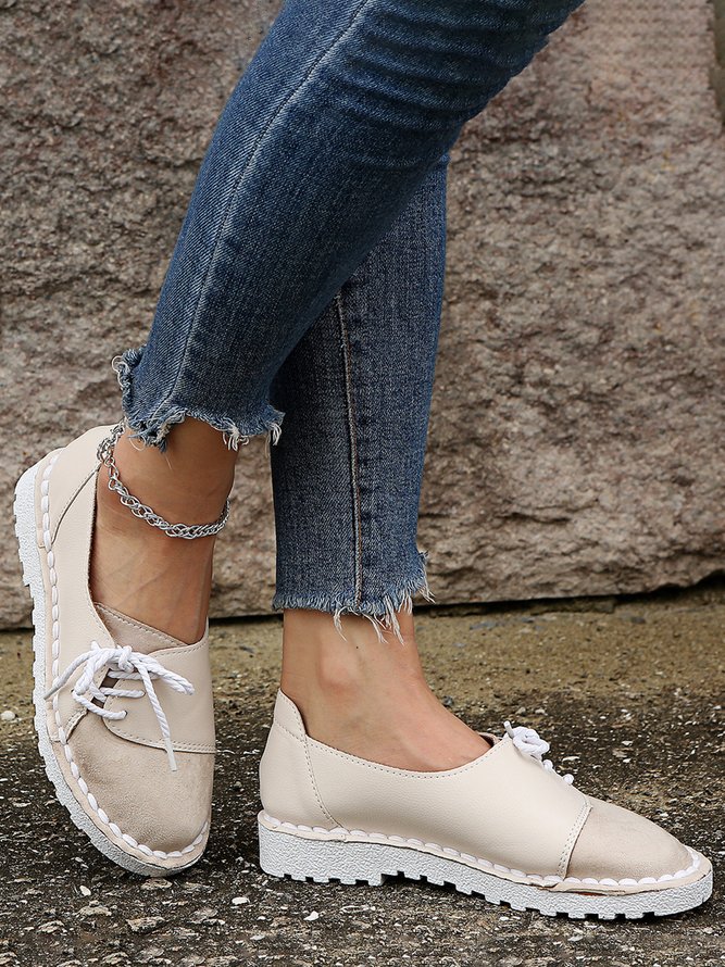 Vintage Contrast Panel Lace-Up Shoes