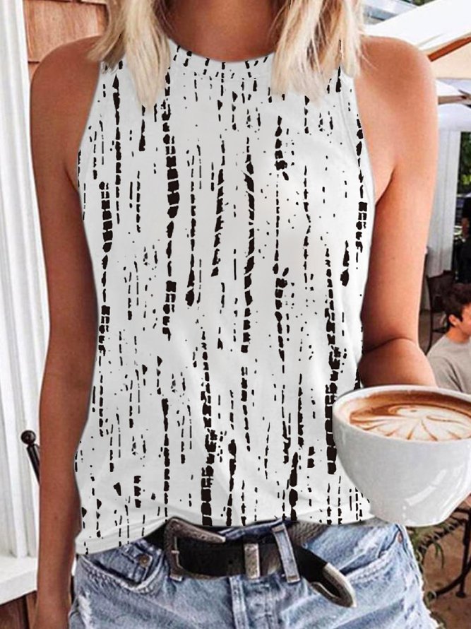 Casual Crew Neck Ombre Knit Tank