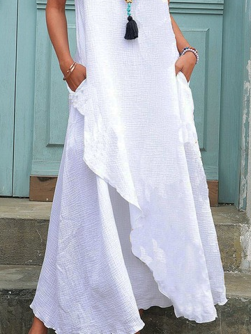 Casual Cotton Blends Sleeveless Women Dresses