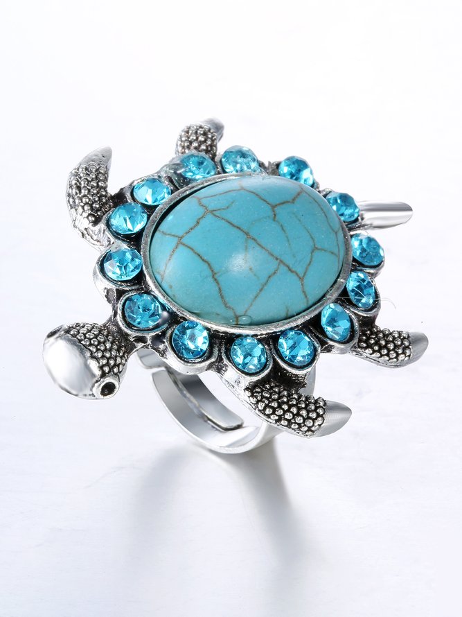 Beach Vacation Style Vintage Turtle Open Ring