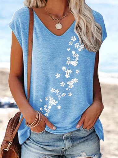 Casual Loose Floral Short Sleeve T-Shirt