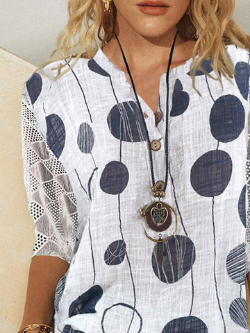 Polka Dots Mid Sleeve Blouse