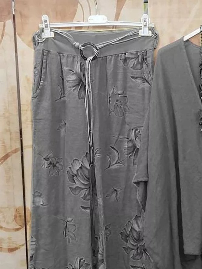 Floral Cross Casual Two Piece Set