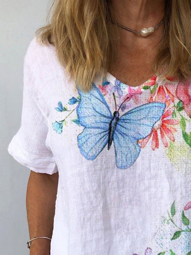Floral Casual Short Sleeve Tops