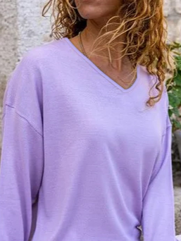 Plain Jersey V Neck Casual Top