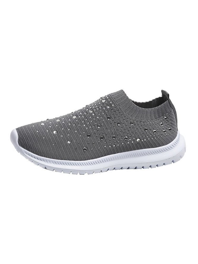 Rhinestone Design Portable Overfoot Lightweight Flyknit Sneakers