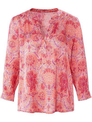Floral Satin Floral Stand Collar Blouse