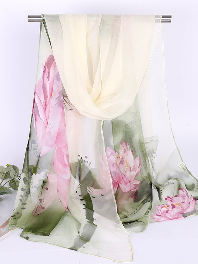 Vintage Bohemian Floral Print Long Scarf   Breathable Quick Dry