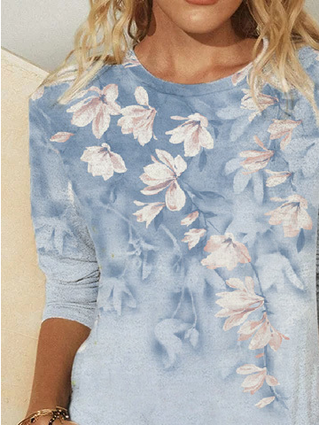 Floral Crew Neck Casual T-Shirt