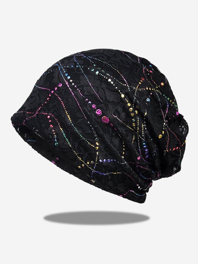 Casual Floral All Season Lace Beaded Daily Best Sell Turban Regular Hats for Women