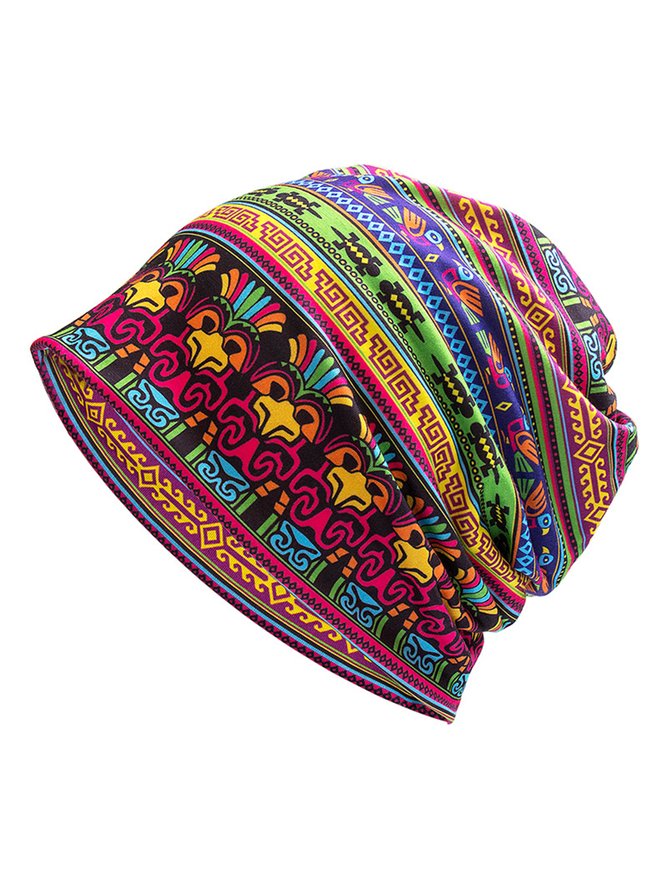 Scarf/Hat Dual Purpose Ethnic Pattern/Paisley Pattern Knitted Hat