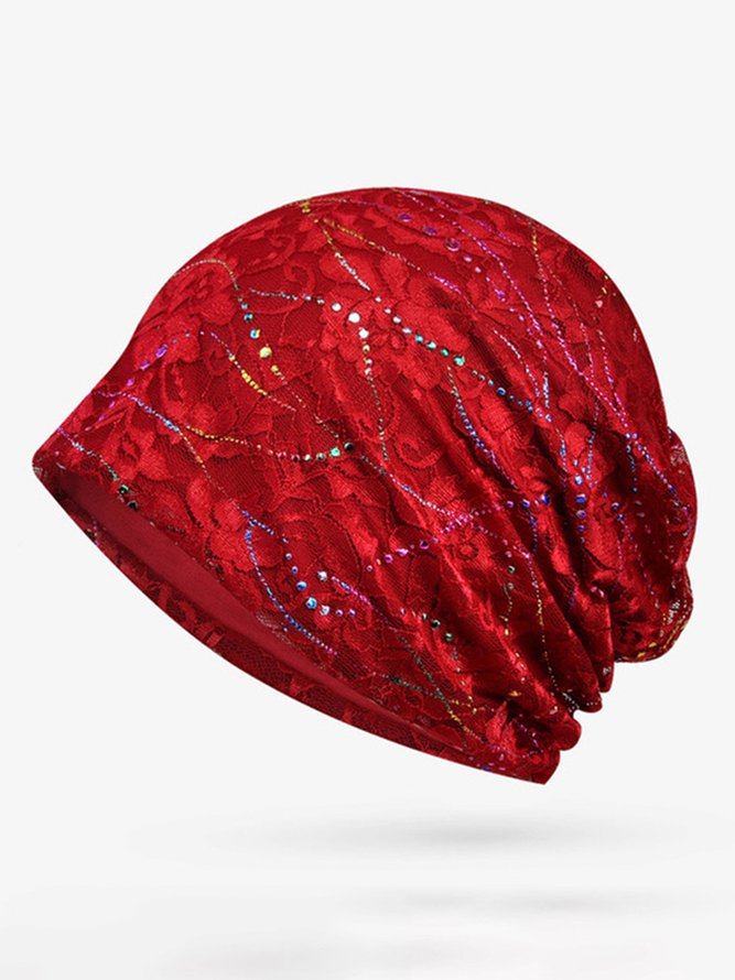 Casual Floral All Season Lace Beaded Daily Best Sell Turban Regular Hats for Women