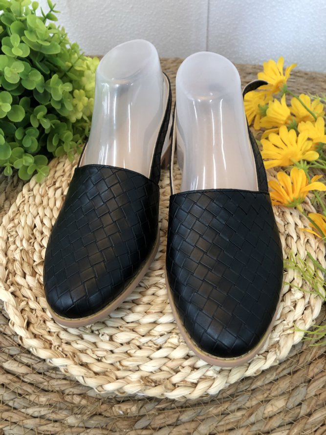 Antique Braided Leather Pointed Toe Flats