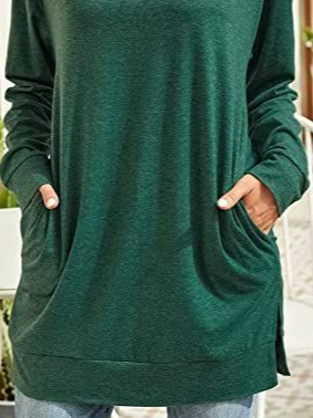 Cotton-Blend Loose V Neck Sweatshirt