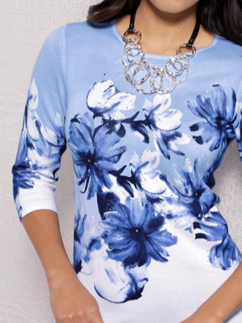 Vacation Crew Neck Floral T-Shirt