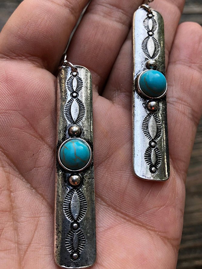 Boho Vintage Ethnic Pattern Turquoise Earrings