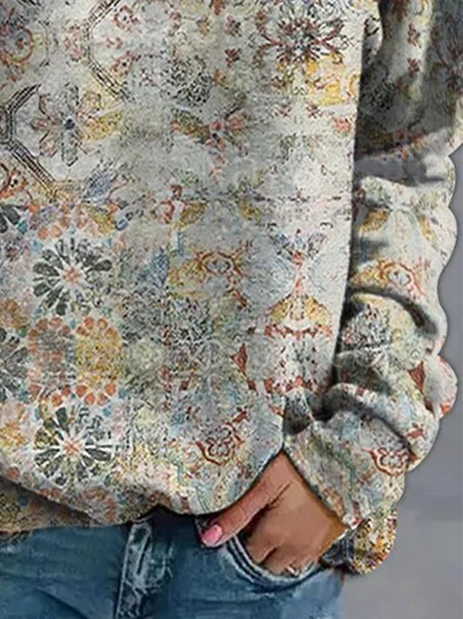Vintage Ethnic Summer Polyester Daily Loose Regular Regular Medium Elasticity Sweatshirts for Women