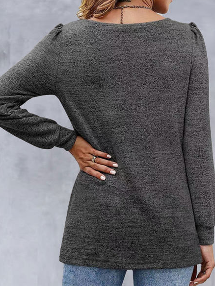 Casual Plain Autumn Regular Fit Jersey Long sleeve Regular A-Line Regular Tops for Women