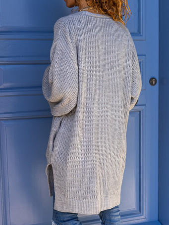 Women Casual Plain Autumn Natural Micro-Elasticity Loose Long sleeve H-Line Regular Size Sweater Coat