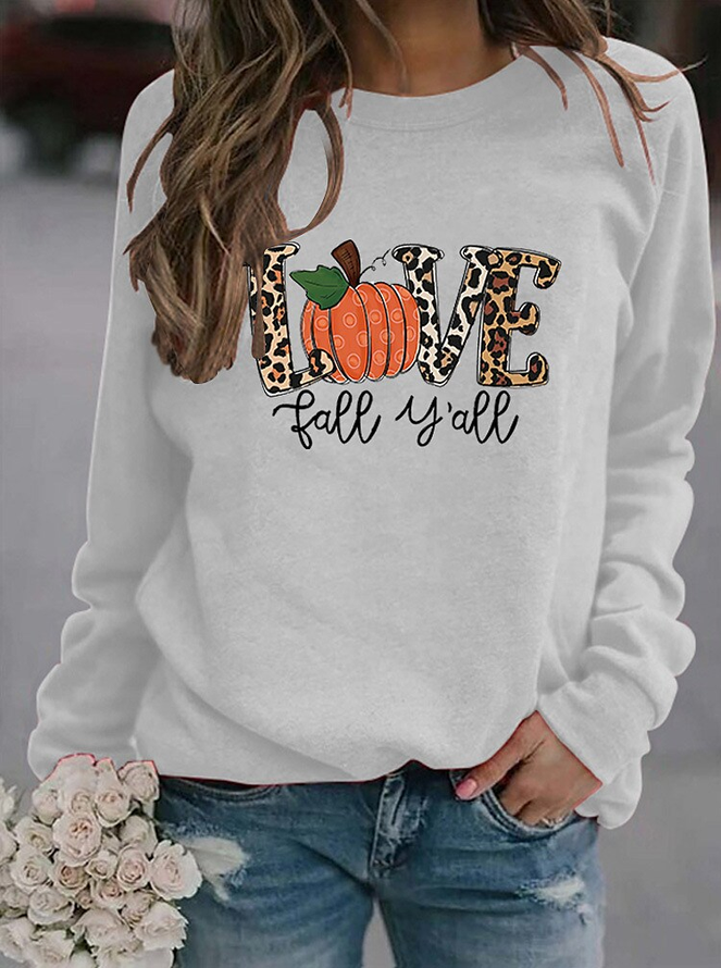 Casual Text Letters Autumn Micro-Elasticity Loose Long sleeve Cotton-Blend Regular Regular Size Sweatshirts for Women
