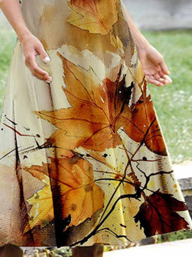 Leaf V Neck Dress