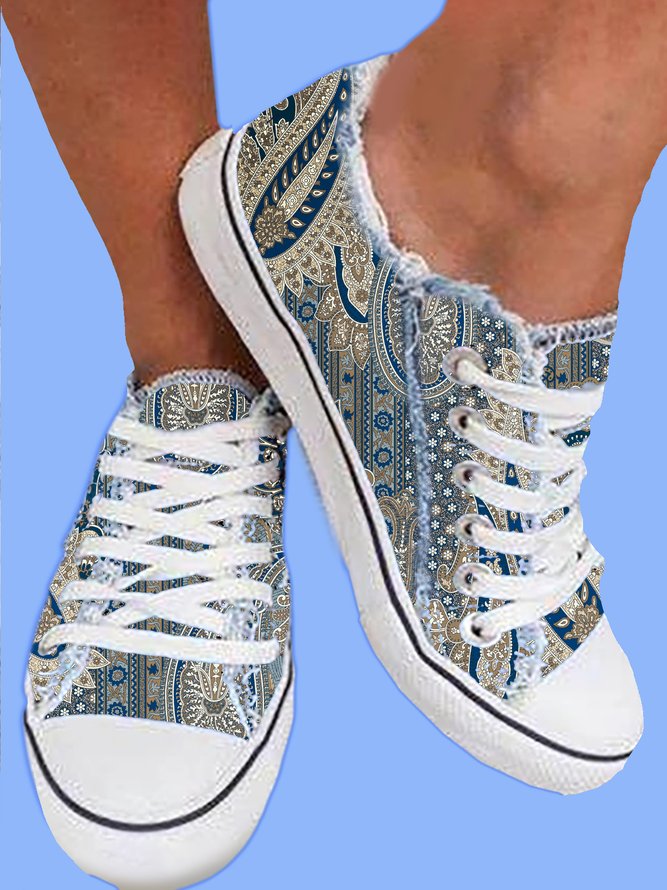 Ethnic All Season Ethnic Printing Wearable Sports & Outdoor Closed Toe Canvas Fabric Sneakers for Women