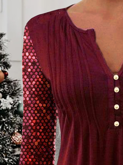 Women Casual Plain Autumn Natural Regular Fit Jersey Long sleeve H-Line Regular Size Top