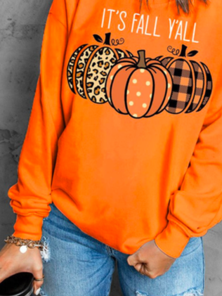 Casual Autumn Halloween Polyester Micro-Elasticity Loose Off Shoulder Sleeve H-Line Regular Sweatshirts for Women
