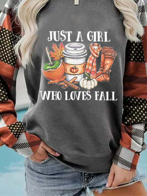 Women Casual Plaid Autumn Polyester Loose Crew Neck Regular Regular Regular Size Sweatshirts