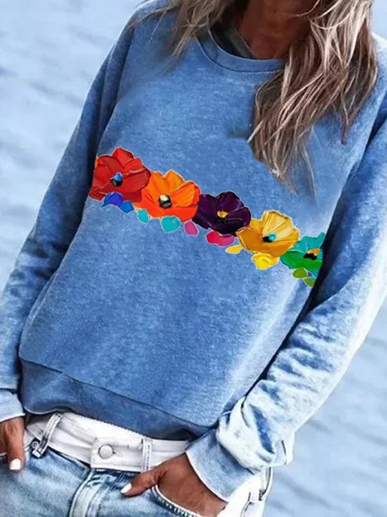 Floral Casual Regular Fit Sweatshirt