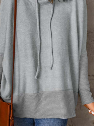 Casual Plain Autumn Loose Long sleeve Turtleneck Cotton-Blend Regular Regular Size Sweatshirts for Women