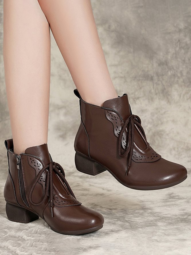 Winter Cutout Panel Zip Lace Up Booties