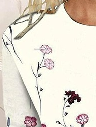Casual Floral Design Crew Neck Pullover T-shirt