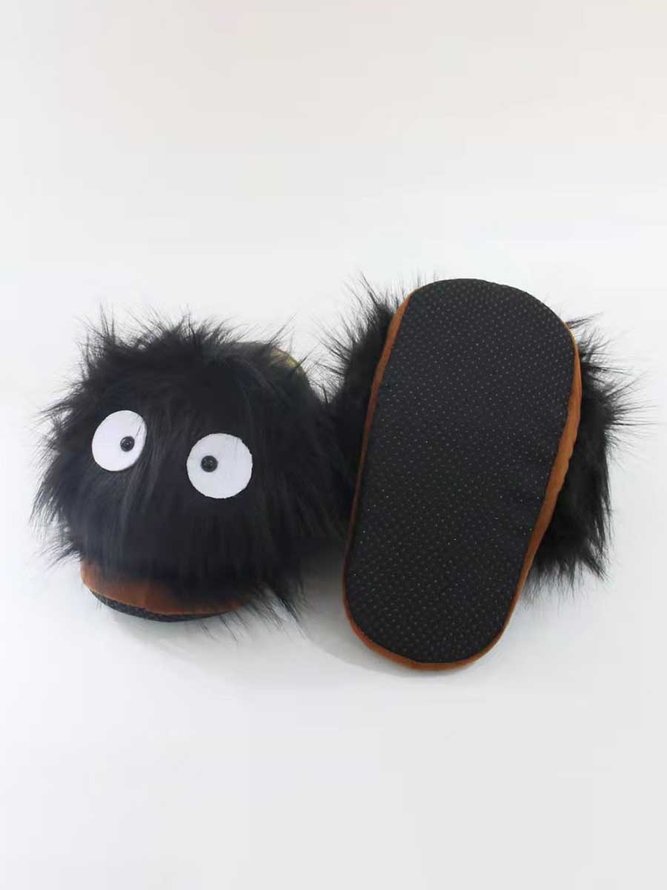 Halloween Black Coal Ball Mohair Fun Look Indoor Slippers