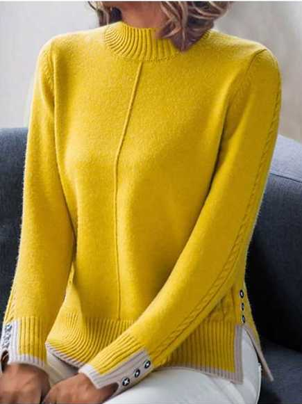 Women Casual Plain Autumn Daily Loose Long sleeve H-Line Regular Regular Size Sweater