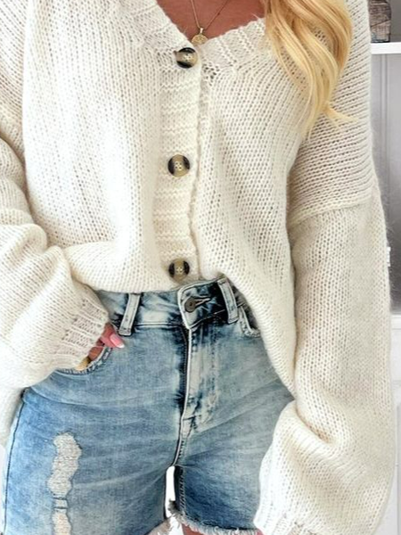 Casual Plain Autumn Natural Micro-Elasticity Long sleeve Wool/Knitting Regular Regular Size Sweater coat for Women