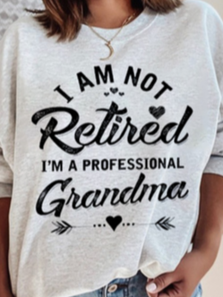 Women Casual Text Letter Autumn Polyester Daily Loose Crew Neck H-Line Regular Sweatshirt