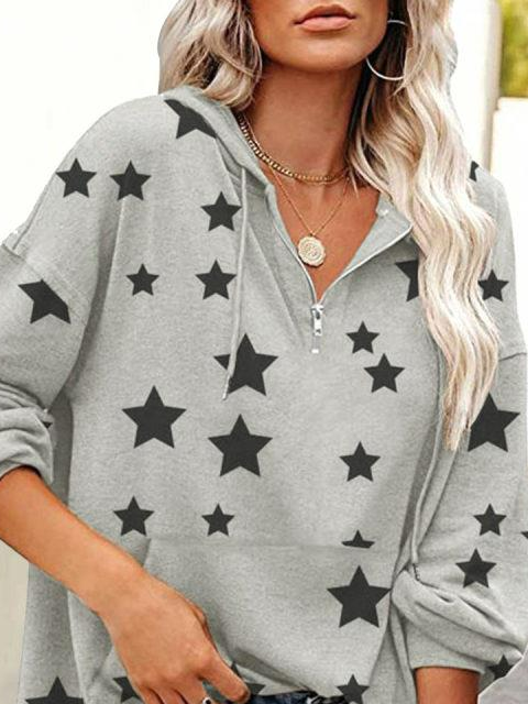 Women's Simple Star Long Sleeve Hoodies Sweatshirts