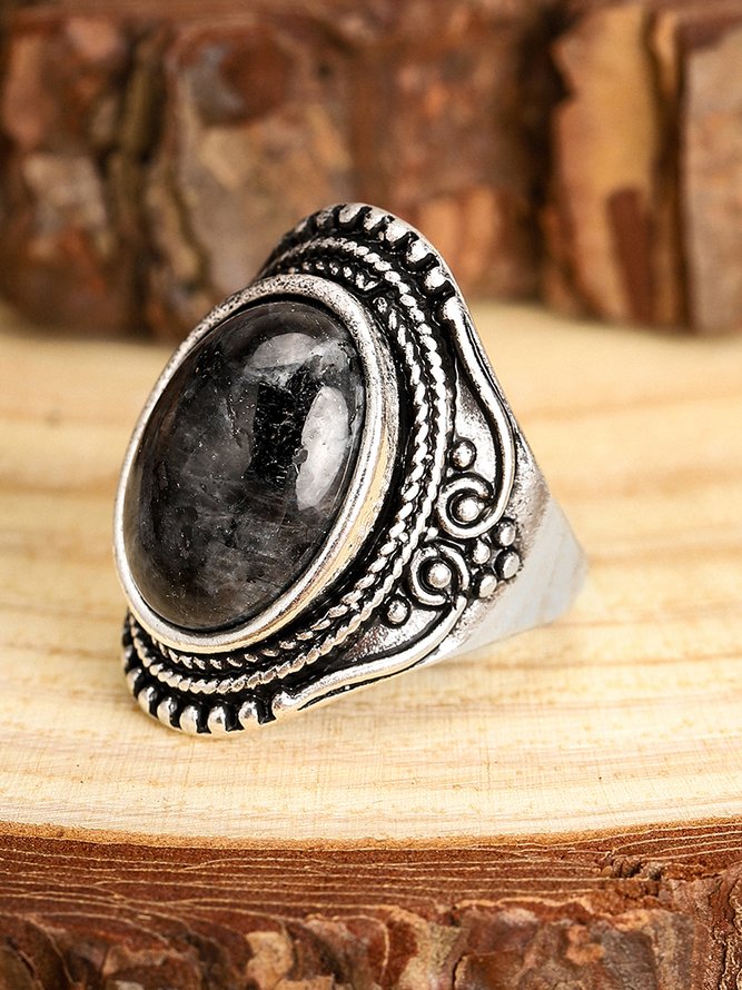 Vintage Natural Stone Ethnic Pattern Ring