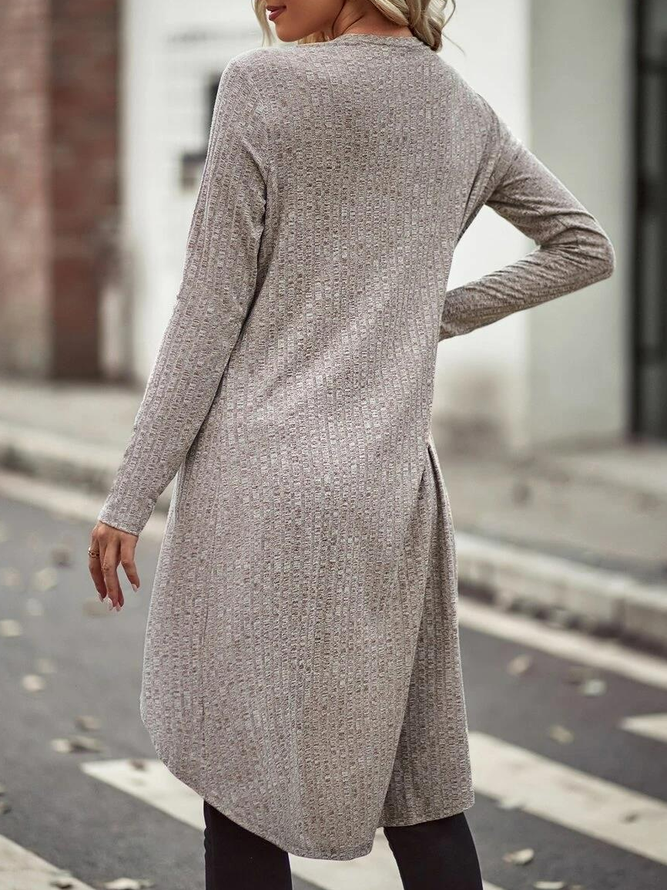 Women Casual Plain Autumn Spandex Asymmetric Natural Regular Fit Mid-long A-Line Other Coat