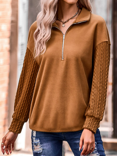 Plain Casual Cotton-Blend Sweatshirt
