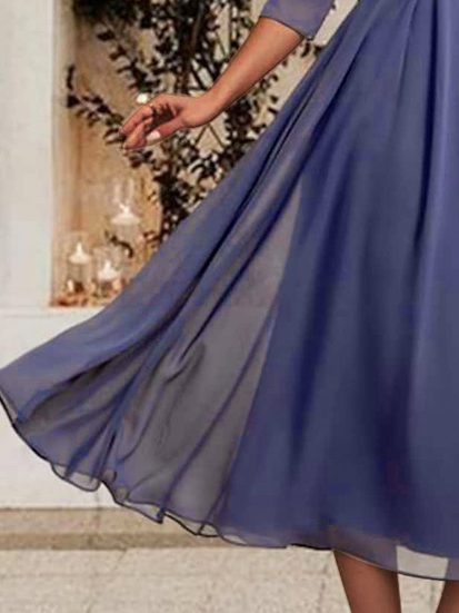 Elegant Plain Lace Panel Slim Fit Dress