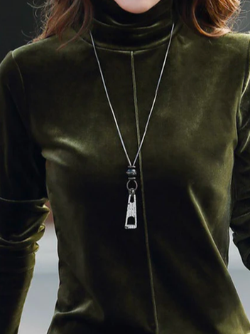 Urban Loose Turtleneck Plain T-Shirt