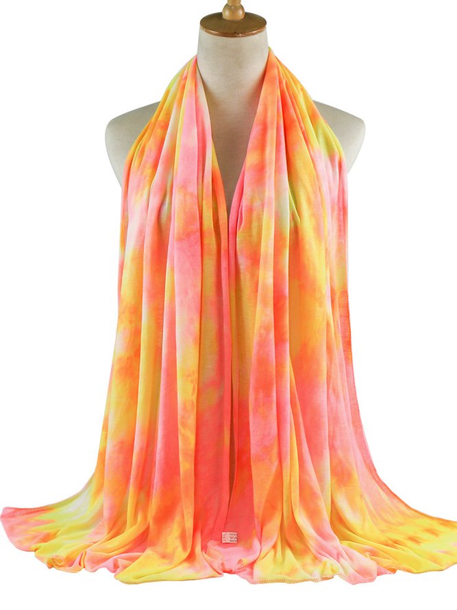 Boho Silk Gradient Tie Dye Pattern Scarf Beach Vacation Long Scarf