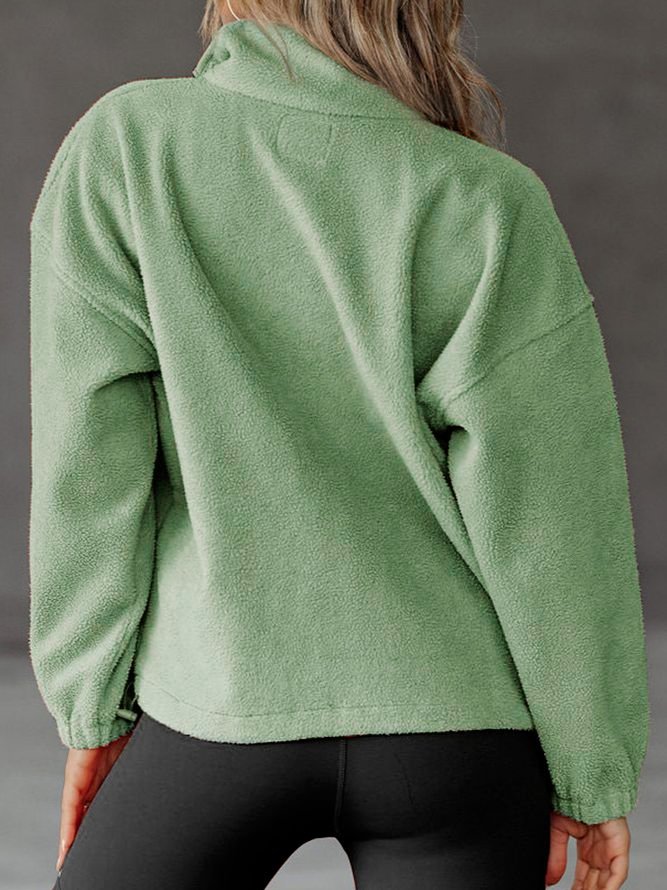 Shawl Collar Cotton-Blend Casual Sweatshirts