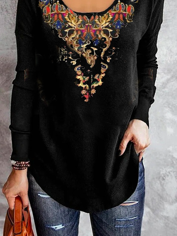 Square Neck Loose Ethnic Top